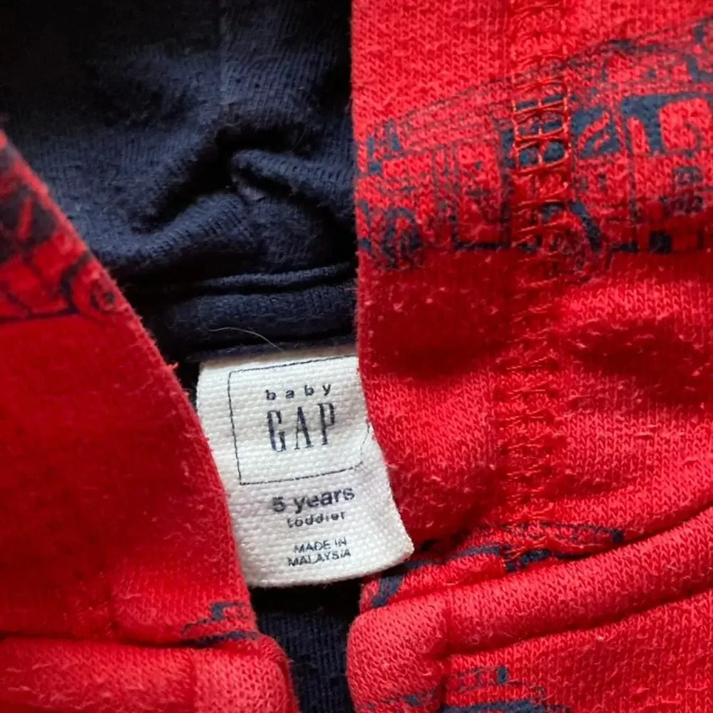 Baby Gap Toddler Logo Zipper Hoodie - Firetrucks - Red Blue - 5T